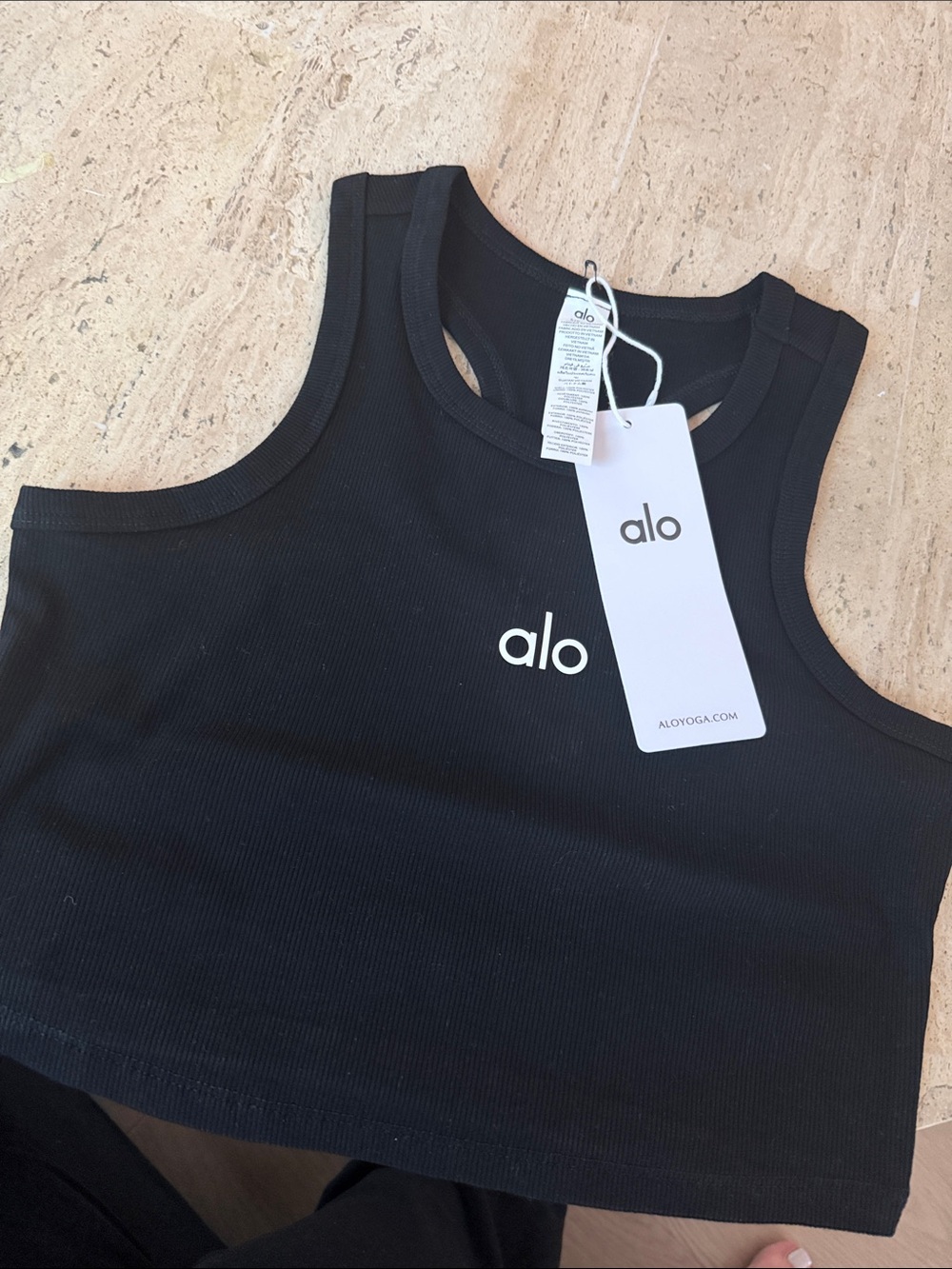 ALO Yoga Black Ribbed Crop Tank Top